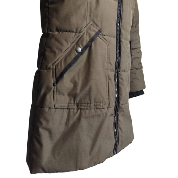 Guess Women's Olive Green Parka Coat Faux Fur Removable Hood Size Medium - Picture 8 of 16